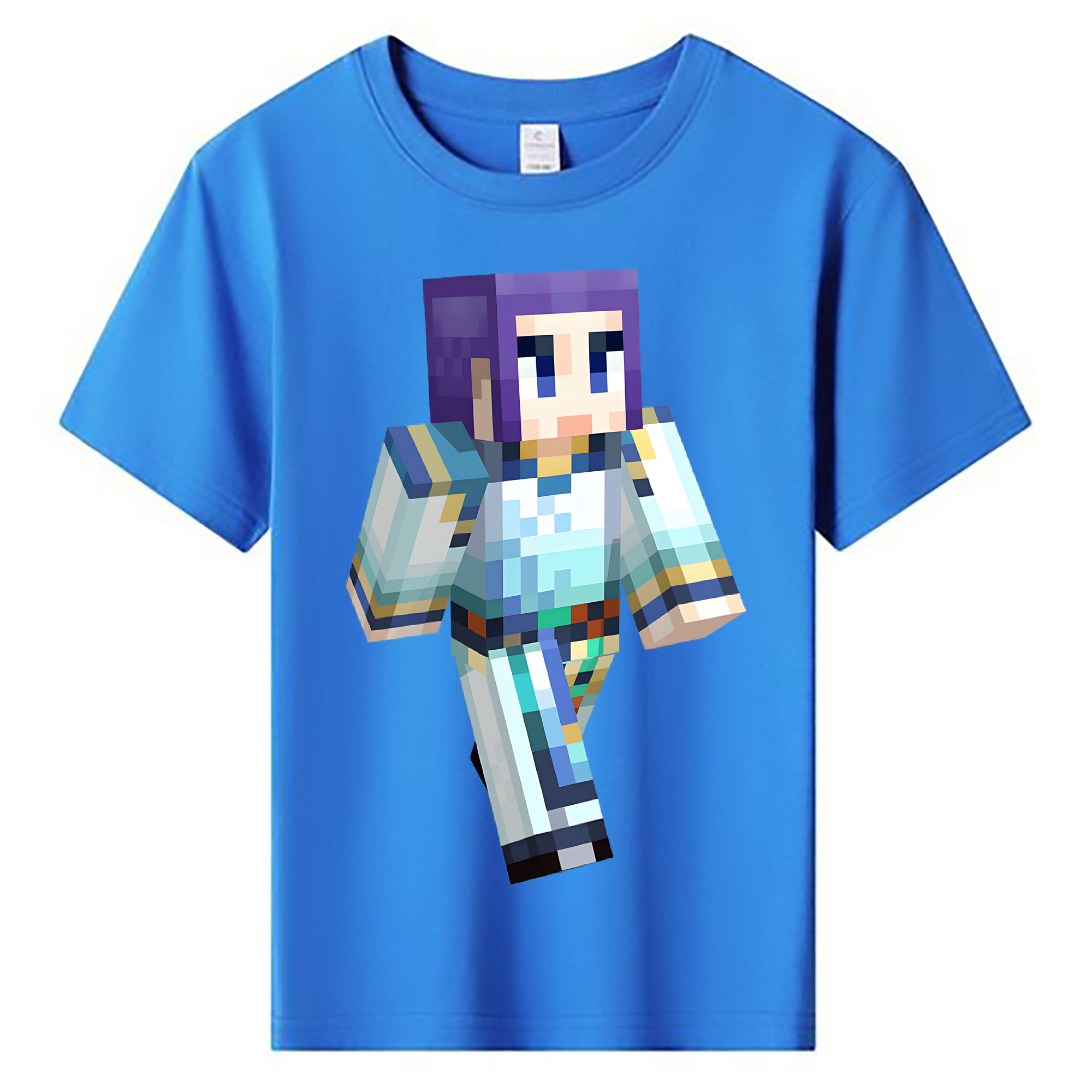 （画像用） マインクラフト ブロックの世界 Minecraft MC Block world 綿100％キッズTシャツ（フロントプリント）